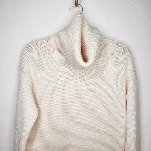 Joseph Chunky Knit Sloppy Joe Ivory Cream Wool Turtleneck Pullover Sweater Small - Picture 4 of 14